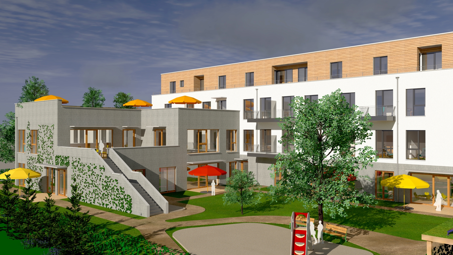 Perspektive Gartenseite, Kita Süd